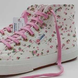 SuperGa 2795 Floral High-Top Lace-Up Shoes Size 8.5 for Women